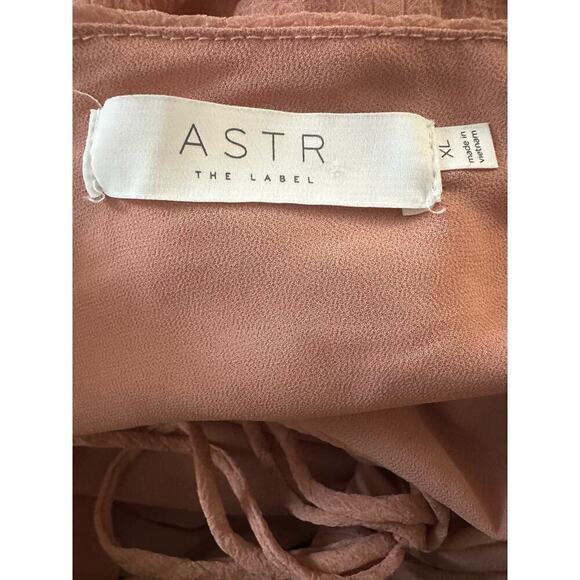 ASTR the Label Bubble Sleeve Gauze Slight Crop Top Tie-Back Dusty Pink - XL - Picture 5 of 6